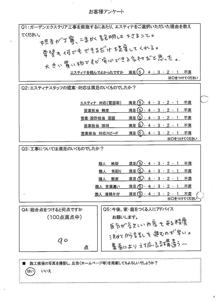 「大きな買い物だからこそ安心できる会社を」丁寧な説明と提案力で叶えた理想の外構